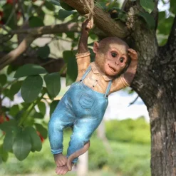 Garden Animal Outdoor Ornaments Decor Resin Monkey Statue DIY Statue Family Miniature Dollhouse Garden Ornament Accessories for Yard Lawn Patio Decorations and Gift
