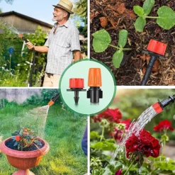 Garden Drip Irrigation Kit, Greenhouse Micro Automatic Drip Irrigation System Kit with 1/4 inch 1/2 inch Blank Distribution Tubing Hose Adjustable Patio Misting Nozzle Emitters Sprinkler