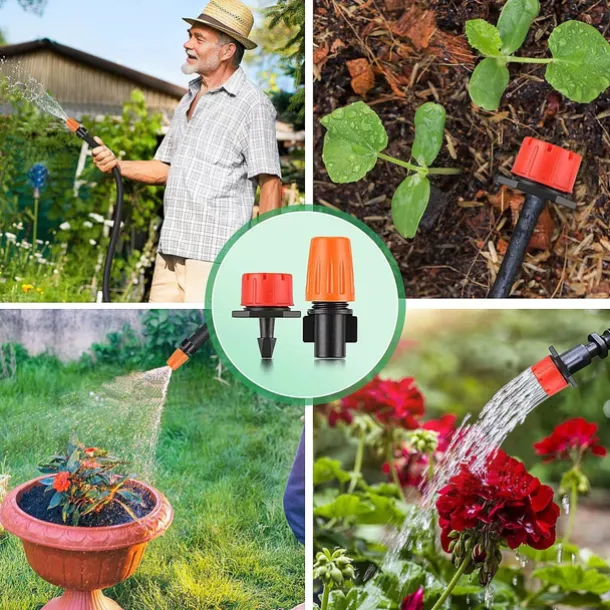Garden Drip Irrigation Kit, Greenhouse Micro Automatic Drip Irrigation System Kit with 1/4 inch 1/2 inch Blank Distribution Tubing Hose Adjustable Patio Misting Nozzle Emitters Sprinkler