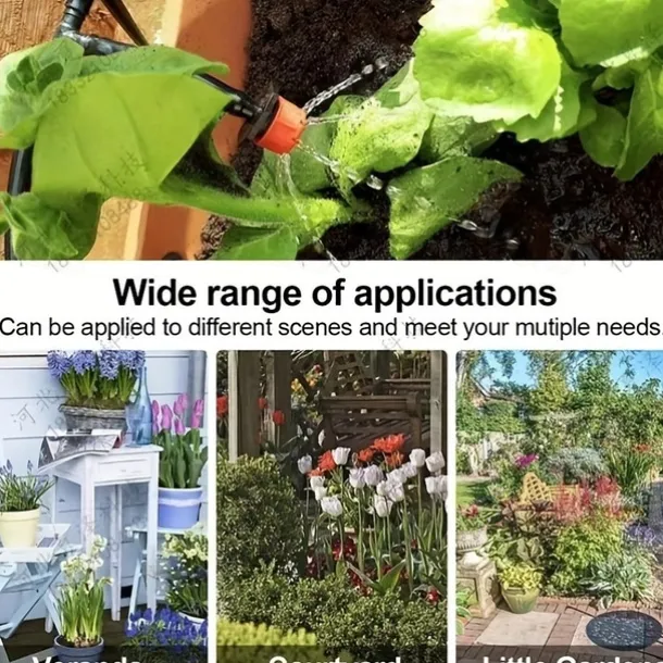 Garden Drip Irrigation Kit, Greenhouse Micro Automatic Drip Irrigation System Kit with 1/4 inch 1/2 inch Blank Distribution Tubing Hose Adjustable Patio Misting Nozzle Emitters Sprinkler