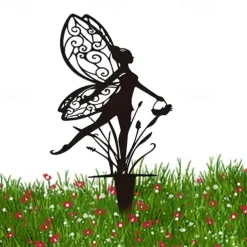 Garden Fairies Metal Garden Art. Fairy Aurora is a Spring Garden Fairy. Metal Outdoor Decor for Your Patio Pots Lawn Flower Beds or Yard. Make Your Space Magical