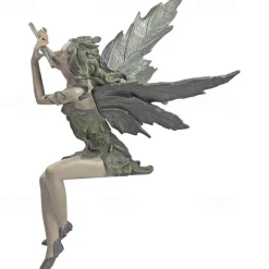 Garden Flute Flower Fairy Statue Resin Craft Landscaping Sculpture Art Yard Figurine Sitting Garden Home Ornament Decoration