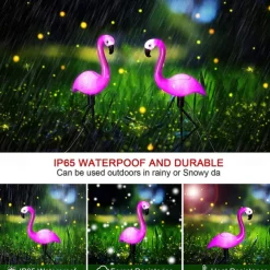 Garden Outdoor Flamingo LED Stake Lights Solar Powered Waterproof for Garden Lawn Patio Pond Backyard Decor