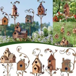 Garden Stakes Metal Decor with Pole Outdoor Stake for Patio Backyard Patio Outdoor Garden Decoration and Birdhouse Lovers Courtyard Backyard (2CM Hole)