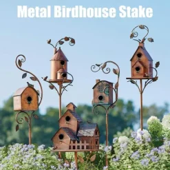 Garden Stakes Metal Decor with Pole Outdoor Stake for Patio Backyard Patio Outdoor Garden Decoration and Birdhouse Lovers Courtyard Backyard (2CM Hole)