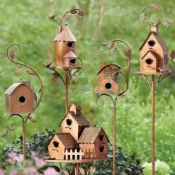 Garden Stakes Metal Decor with Pole Outdoor Stake for Patio Backyard Patio Outdoor Garden Decoration and Birdhouse Lovers Courtyard Backyard (2CM Hole)