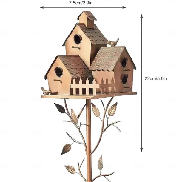 Garden Stakes Metal Decor with Pole Outdoor Stake for Patio Backyard Patio Outdoor Garden Decoration and Birdhouse Lovers Courtyard Backyard (2CM Hole)