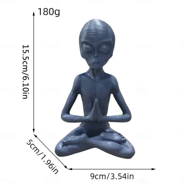 Garden Statue Meditating Alien Sculptures, Meditating Alien Resin Ornament, UFO Indoor Outdoor Garden Decor, Meditating Alien Figurines