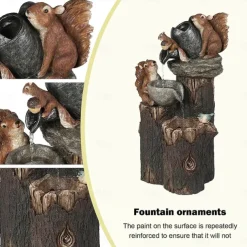 Garden Statue Solar Lights Animal Landscape Lights Led Garden Lights Resin Duck Squirrel Water Fountain Statue for Outdoor Patio Decor