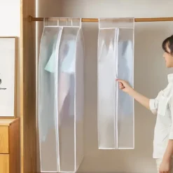 Garment Bags Dust Cover PEVA Clothes Cover Transparent Coat Hanging Clothes Storage Bag Premium Thickened Clothing Organizer Moisture-proof Dust-proof Clothes Cover
