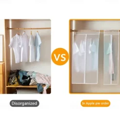 Garment Bags Dust Cover PEVA Clothes Cover Transparent Coat Hanging Clothes Storage Bag Premium Thickened Clothing Organizer Moisture-proof Dust-proof Clothes Cover