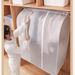 Garment Bags Dust Cover PEVA Clothes Cover Transparent Coat Hanging Clothes Storage Bag Premium Thickened Clothing Organizer Moisture-proof Dust-proof Clothes Cover