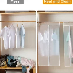 Garment Bags Dust Cover PEVA Clothes Cover Transparent Coat Hanging Clothes Storage Bag Premium Thickened Clothing Organizer Moisture-proof Dust-proof Clothes Cover