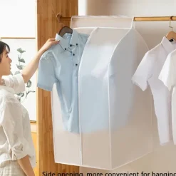 Garment Bags Dust Cover PEVA Clothes Cover Transparent Coat Hanging Clothes Storage Bag Premium Thickened Clothing Organizer Moisture-proof Dust-proof Clothes Cover