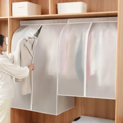 Garment Bags Dust Cover PEVA Clothes Cover Transparent Coat Hanging Clothes Storage Bag Premium Thickened Clothing Organizer Moisture-proof Dust-proof Clothes Cover