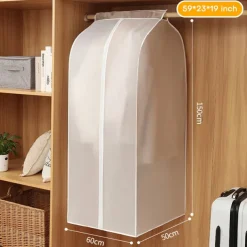 Garment Bags Dust Cover PEVA Clothes Cover Transparent Coat Hanging Clothes Storage Bag Premium Thickened Clothing Organizer Moisture-proof Dust-proof Clothes Cover