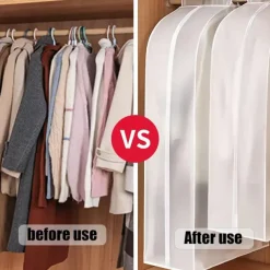 Garment Bags Dust Cover PEVA Clothes Cover Transparent Coat Hanging Clothes Storage Bag Premium Thickened Clothing Organizer Moisture-proof Dust-proof Clothes Cover