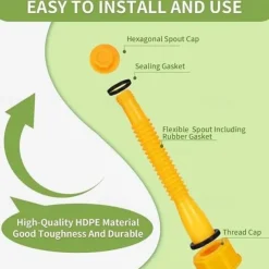 Gas Can Spout Replacement Gas Can Nozzle Spout Length is 10.2 in, Easier to use Suitable for most 1/2/5/10 gal oil cans With Gas Can Vent Caps, Thick rubber pad, Spout Cover, Base Cap