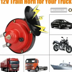 Generation Loud Train Horns For Cars, 12V Waterproof Air Horns Replacement Kit, Car Air Electric Snail Double Horn, Automotive Accessories Universal for Car, Motorcycle, Truck, Bike, Boat