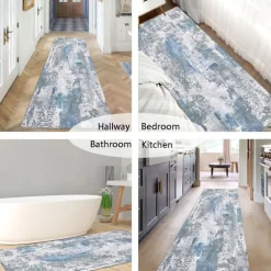 Geometric Abstract Runner Rug Kitchen Mat Non-Slip Oil Proof Rug Indoor Outdoor Mat Bedside Bedroom Decor Bathroom Mat Entrance Rug Door Mat