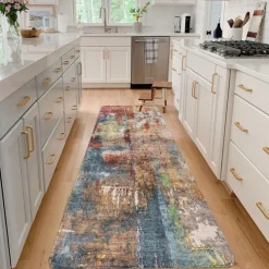 Geometric Abstract Runner Rug Kitchen Mat Non-Slip Oil Proof Rug Indoor Outdoor Mat Bedside Bedroom Decor Bathroom Mat Entrance Rug Door Mat