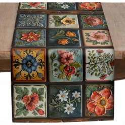 Geometric Print Table Runner, Kitchen Dining Table Decor, Print Decor Table Runners for Indoor Outdoor Home Farmhouse Holiday Wedding Birthday Party Decoration