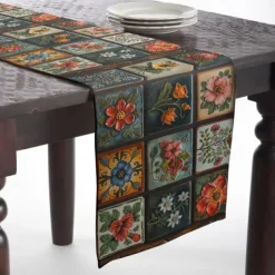 Geometric Print Table Runner, Kitchen Dining Table Decor, Print Decor Table Runners for Indoor Outdoor Home Farmhouse Holiday Wedding Birthday Party Decoration