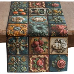 Geometric Print Table Runner, Kitchen Dining Table Decor, Print Decor Table Runners for Indoor Outdoor Home Farmhouse Holiday Wedding Birthday Party Decoration