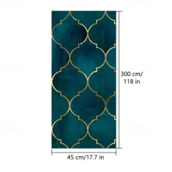 Geometric Wallpaper Emerald/Sapphire Blue/Gold Peel and Stick Wallpaper Removable Pvc/Vinyl Self Adhesive 17.7''x118'' / 45x300cm for Home Bathroom Decorations