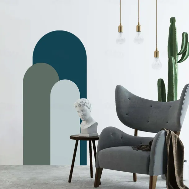 Geometry Colorful Wallpaper Boho Arch Wall Cover Sticker Film Peel and Stick Removable Self Adhesive PVC/Vinyl Wall Decal for Room Home Decoration 52*140cm