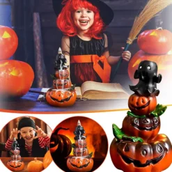 Ghost Pumpkin Incense Burner Holder, Halloween Reflux Waterfall Cone Incense Holder, Resin Incense Burner for Halloween