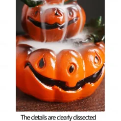 Ghost Pumpkin Incense Burner Holder, Halloween Reflux Waterfall Cone Incense Holder, Resin Incense Burner for Halloween