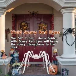 Giant Halloween Hairy Spider Realistic Scary White Spider Props Decoration for Indoor and Outdoor Decoration