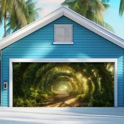 Giant Trees Forest Outdoor Garage Door Cover Banner Beautiful Large Backdrop Decoration for Outdoor Garage Door Home Wall Decorations Event Party Parade