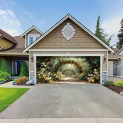 Giant Trees Forest Outdoor Garage Door Cover Banner Beautiful Large Backdrop Decoration for Outdoor Garage Door Home Wall Decorations Event Party Parade