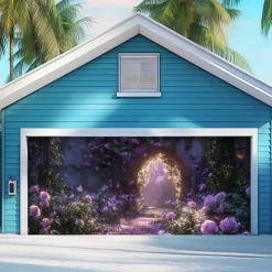 Giant Trees Forest Outdoor Garage Door Cover Banner Beautiful Large Backdrop Decoration for Outdoor Garage Door Home Wall Decorations Event Party Parade