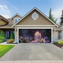 Giant Trees Forest Outdoor Garage Door Cover Banner Beautiful Large Backdrop Decoration for Outdoor Garage Door Home Wall Decorations Event Party Parade