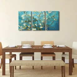 Giclee Canvas Prints Wall Art for Wall Decor by Van Gogh Paintings Almond Blossom Modern 3 Piece Stretched and Framed Abstract Flowers Artwork Home Office Decorations