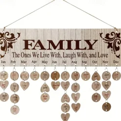 Gifts for Mom Grandma to Remember Everyone's Birthday Wooden Family Birthday Reminder Calendar Plaque with 100 Wood Tags Wall Hanging Unique Presents Ideas from Daughter Son