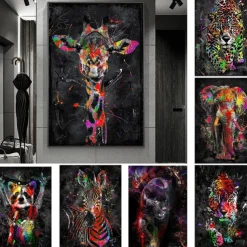 Giraffe Graffiti Wall Art Canvas Paintings on the Wall Art Posters and Prints Animals Modern Pictures For Kids Room Decor