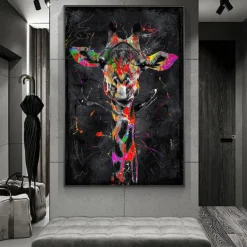 Giraffe Graffiti Wall Art Canvas Paintings on the Wall Art Posters and Prints Animals Modern Pictures For Kids Room Decor