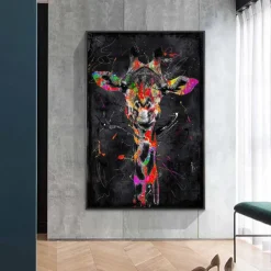 Giraffe Graffiti Wall Art Canvas Paintings on the Wall Art Posters and Prints Animals Modern Pictures For Kids Room Decor