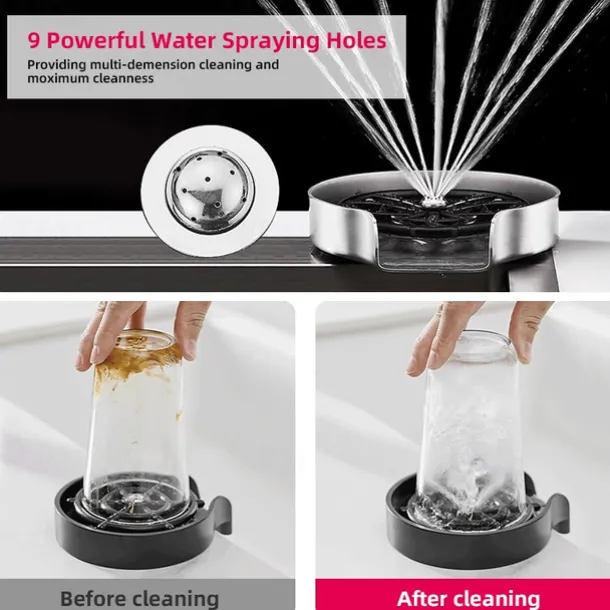 Glass Rinser For Kitchen Sink,Stainless Steel Cup Washer For Sink,Glass Washer for Sink,Cup Cleaner For Sink,Metal Washer,Kitchen Sink Accessories