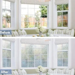 Glass Window Film 3D Adhesive Free Static Privacy Window Film Decorative Glass Mosaic Film Grid Privacy Glass Film 45*100CM