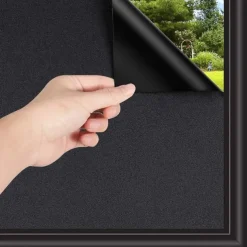 Glass Window Film Window Covering Black Film Static Privacy Decoration Self Adhesive for UV Blocking Heat Control Glass Window Stickers 100X45cm/39X18inches