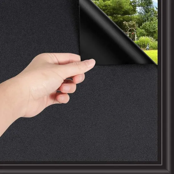 Glass Window Film Window Covering Black Film Static Privacy Decoration Self Adhesive for UV Blocking Heat Control Glass Window Stickers 100X45cm/39X18inches