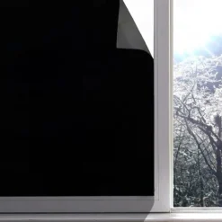 Glass Window Film Window Covering Black Film Static Privacy Decoration Self Adhesive for UV Blocking Heat Control Glass Window Stickers 100X45cm/39X18inches