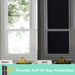 Glass Window Film Window Covering Black Film Static Privacy Decoration Self Adhesive for UV Blocking Heat Control Glass Window Stickers 100X45cm/39X18inches