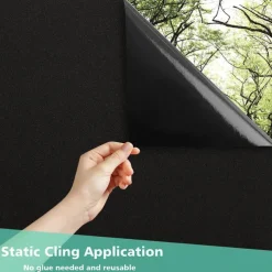 Glass Window Film Window Covering Black Film Static Privacy Decoration Self Adhesive for UV Blocking Heat Control Glass Window Stickers 100X45cm/39X18inches