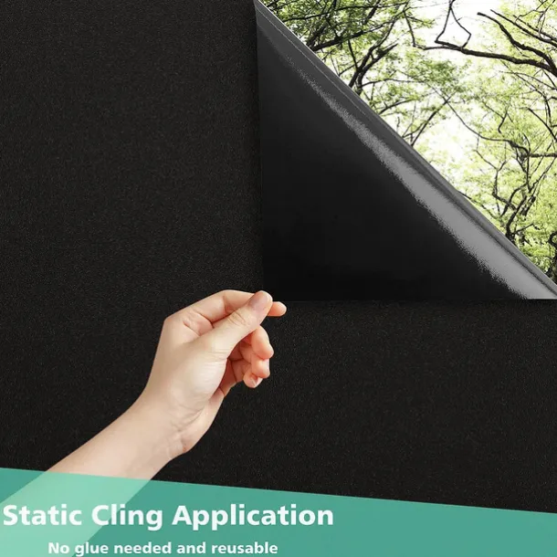Glass Window Film Window Covering Black Film Static Privacy Decoration Self Adhesive for UV Blocking Heat Control Glass Window Stickers 100X45cm/39X18inches